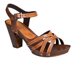 Duffy rem sandal med h�l, cognac